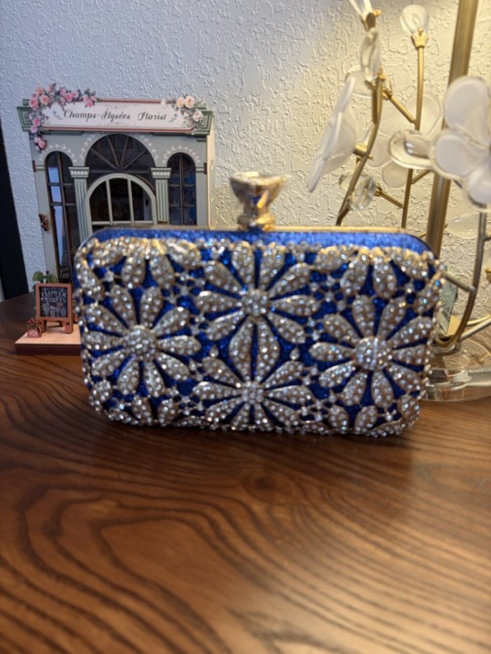 Jewel Encrusted Blue Evening Bag